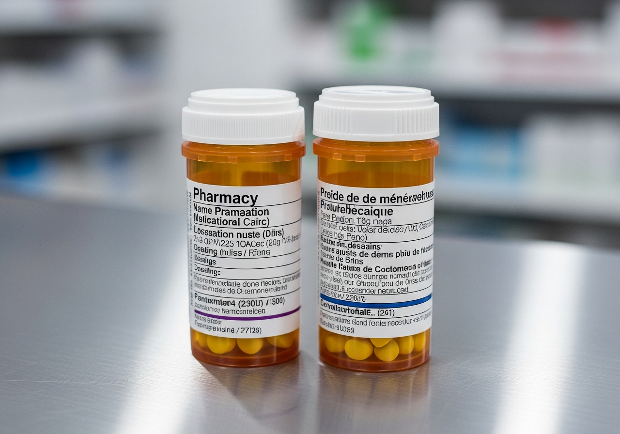 Prescription labels in English and French